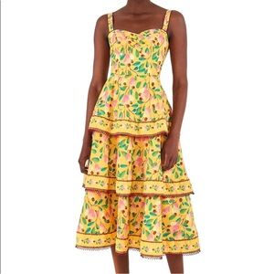 Farm Rio Mini Cashew Midi Dress yellow extra small